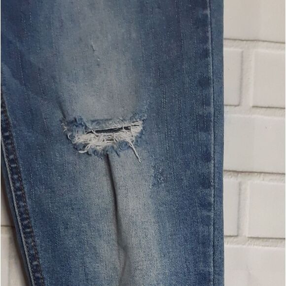 Free People Women's Distressed Skinny Stretch Denim Raw Hem Ankle Blue Jeans 24 - Picture 6 of 11